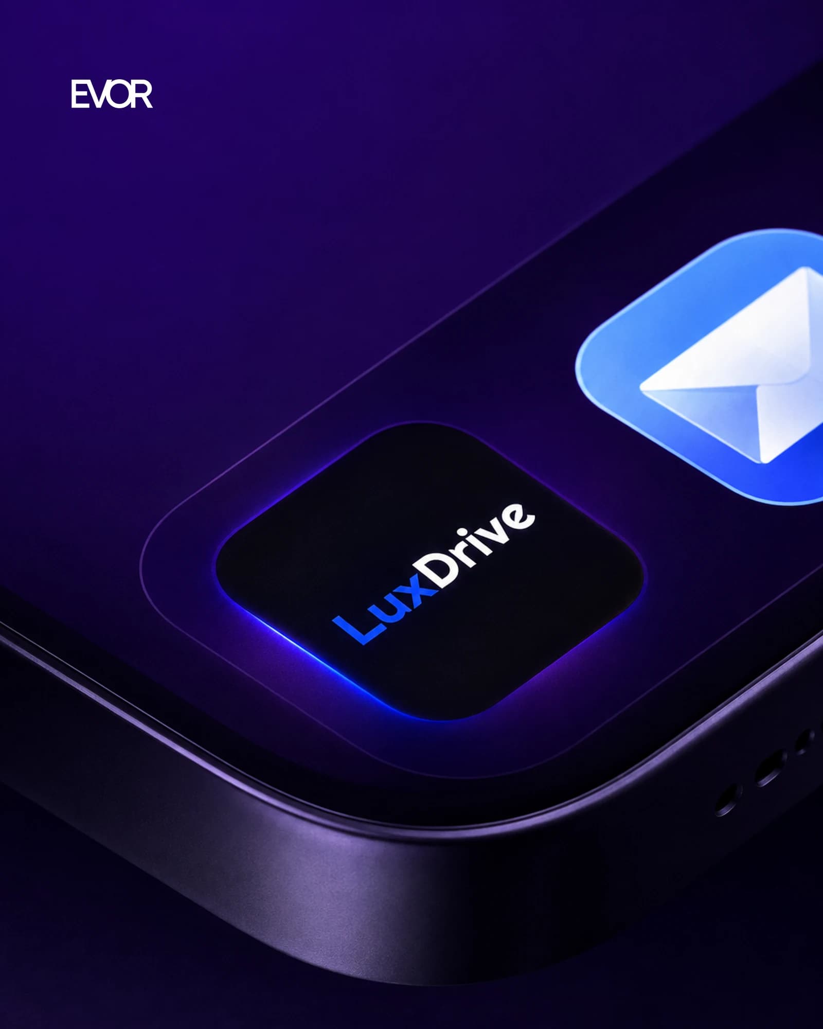 LuxDrive app icon on an iPhone home screen.